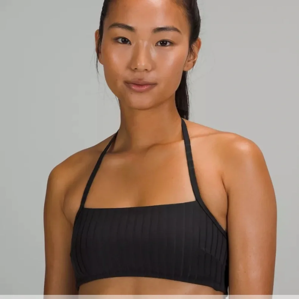 lululemon athletica High Waist Cross-Back Black Bikini Set 4 EUC